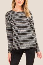 Francesca's Jenessa Striped Knit Top - Black