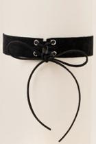 Francesca's Chante Lattice Lace-up Choker - Black
