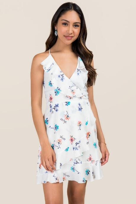 Mi Ami Marin Floral Wrap Dress - Ivory