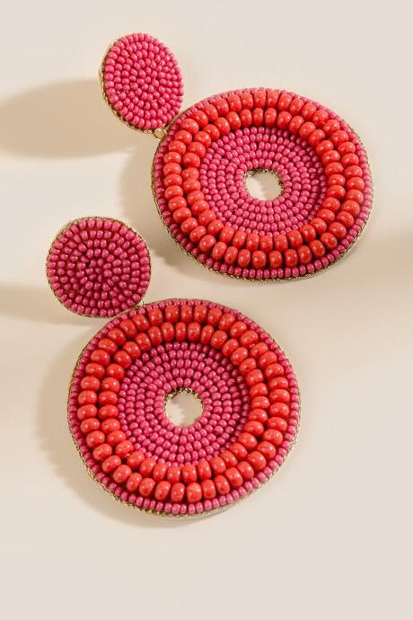 Francesca's Jillian Seedbead Statement Earrings - Coral
