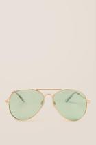 Francesca's Gweneth Tinted Aviator Sunglasses - Green