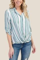 Francesca's Kayleigh Twist Front Blouse - Forest