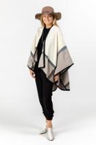 Francesca's Bella Color Block Poncho - Ivory