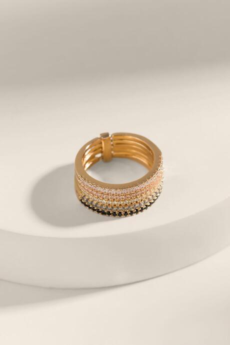 Francesca's Mindy Gradient Pave Bands Ring - Black