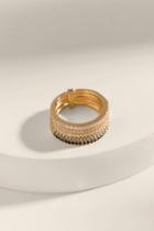 Francesca's Mindy Gradient Pave Bands Ring - Black