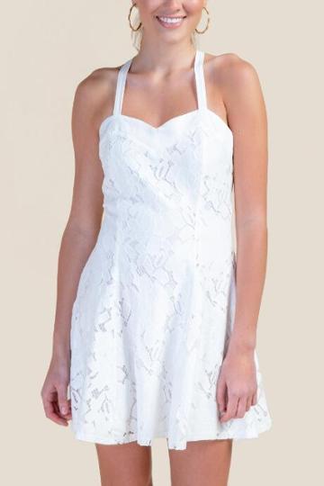 Francesca's Carly Floral Lace Dress - White