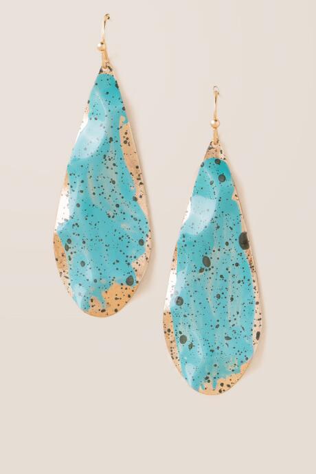 Francesca's Madeline Painted Teardrop Earrings - Turquoise