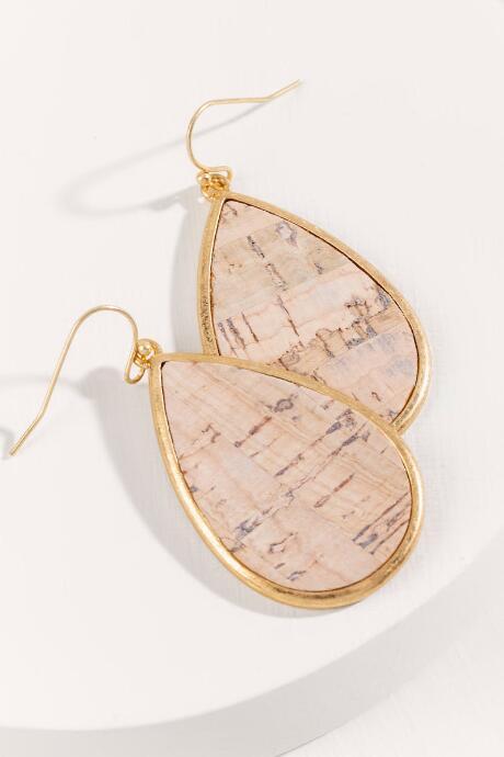 Francesca's Chance Cork Teardrop Earring - Natural