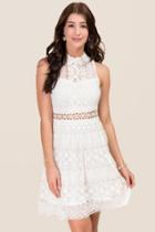 Francesca's Sia Lace A-line Dress - White