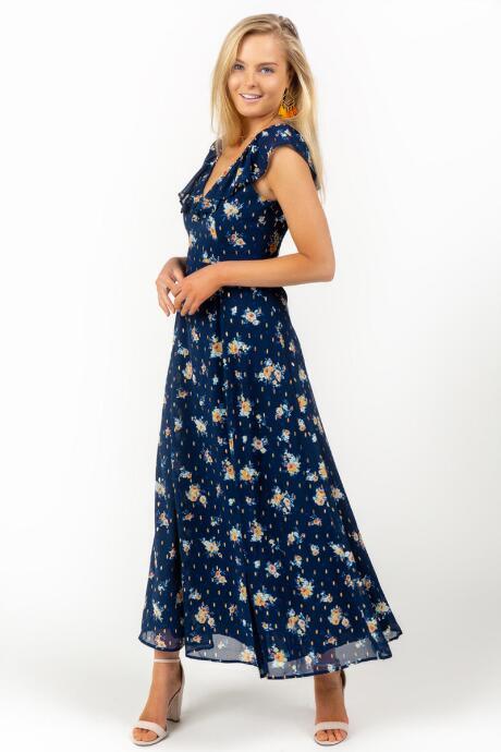 Francesca's Marcie Floral Maxi Dress - Navy