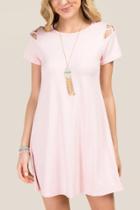 Francesca's Sunny Lattice Sleeve Knit Dress - Pink