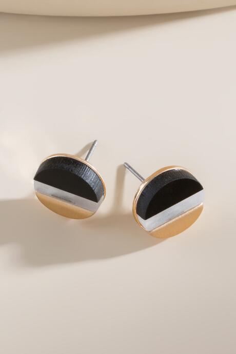 Francesca's Kate Striped Stud Earrings - Black