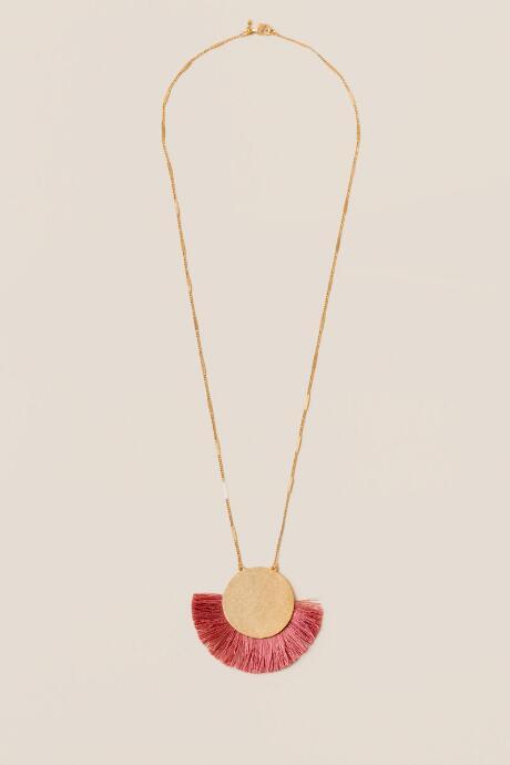 Francesca's Veronica Coin Fringe Necklace - Rose