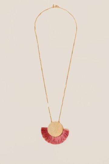 Francesca's Veronica Coin Fringe Necklace - Rose