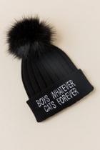 Francesca's Boys Whatever Cats Forever Beanie - Black