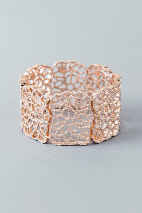 Francesca's Samantha Stretch Filigree Bracelet - Rose/gold