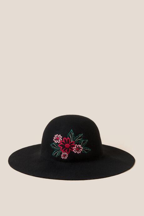 Francesca's Victoria Floral Floppy Hat - Black