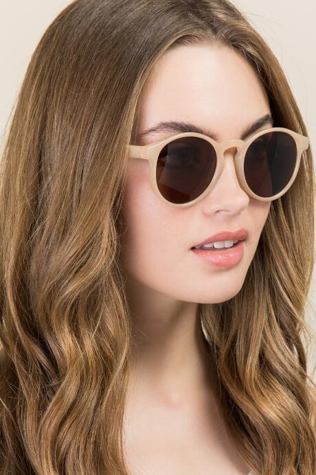 Francesca's Alex New Classic Round Sunglasses - Nude