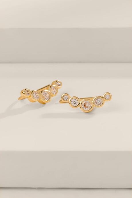 Francesca's Jillian Cubic Zirconia Earring Crawlers - Crystal