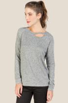 Francesa's Theodora Clavicle Cut Out Sweatshirt - Heather Gray