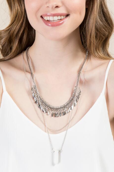 Francesca's Erna Layered Dagger Necklace - Silver