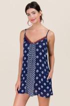 Francesca's Senara Medallion Mix Print Dress - Navy