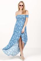 Francesca's Reese Off The Shoulder Maxi Dress - Chambray