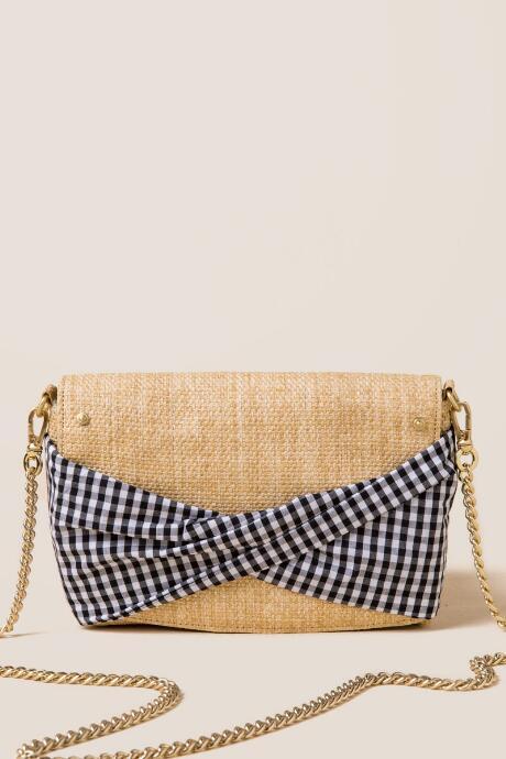 Francescas Aliana Gingham Clutch Crossbody - Black