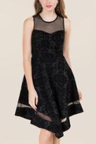 Francescas Paloma Burnout Velvet A-line Dress - Black