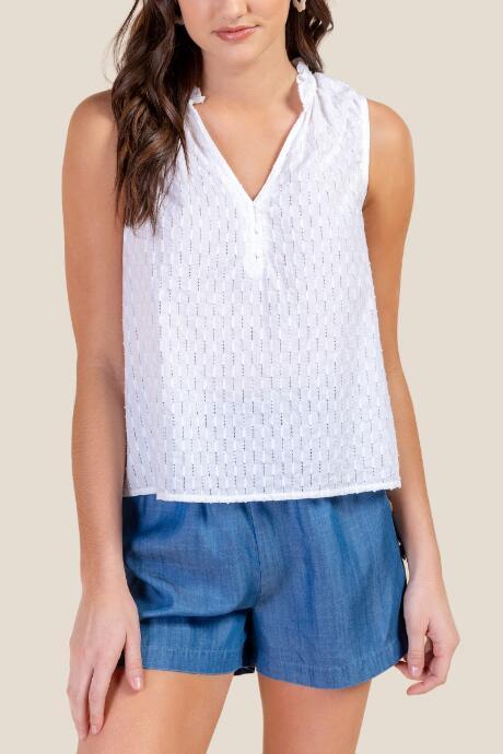 Francesca's Sasha Ruffled Collar Tank Top - Ivory