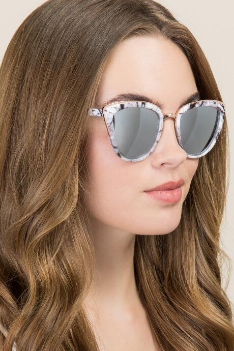 Francesca's Reva Marbled Cat Eye Sunglasses