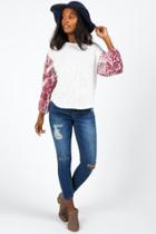 Francesca's Omelia Contrast Sleeve Top - Ivory