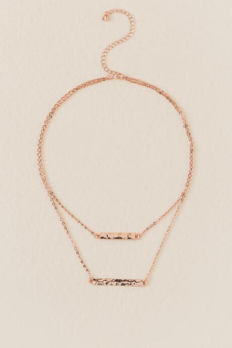 Francesca's Lacey Double Bar Necklace In Rose Gold - Rose/gold
