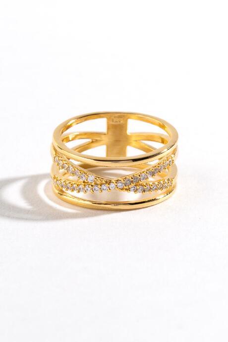 Francesca's Kaylee Sterling Silver Cz Ring - Gold