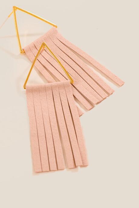 Francesca's Katya Taupe Suede Fringe Earrings - Taupe