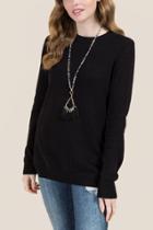 Alya Donna Geo Hem Pullover Sweater - Black