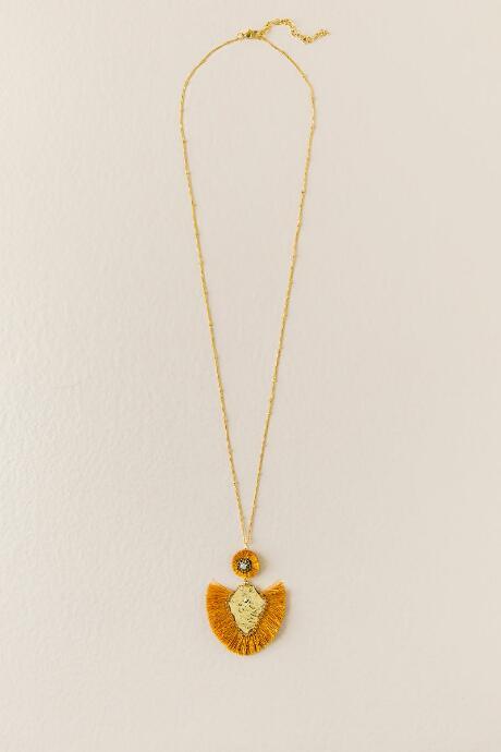 Francesca's Alamogordo Fringe Pendant Necklace - Marigold