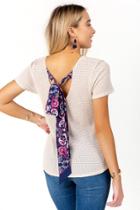 Francesca's Deandra Scarf Back Tie Tee - Taupe