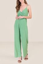 Francesca's Sandrine Surplice Jumpsuit - Moss