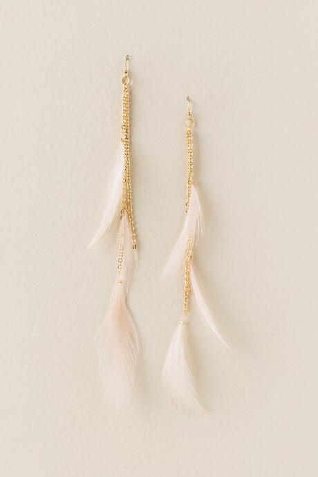 Francesca's Mallory Feather Duster Earring - Blush