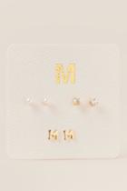 Francesca's M Initial Cubic Zirconia Pearl Stud Earring Set - Gold