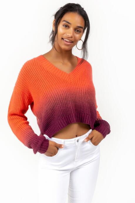 Francesca's Ember Ombre V-neck Sweater - Wine