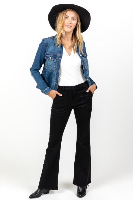 Harper Heritage Mid Rise Flare Jeans - Black