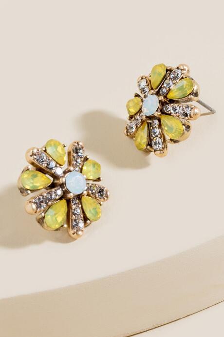 Francesca's Jasmine Yellow Crystal Statement Studs - Yellow