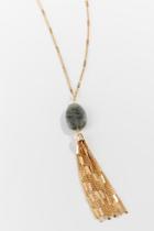 Francesca's Linda Stone Tassel Necklace - Gray