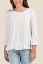 Francesca's Elyse Ruffle Trimmed Blouse - Ivory