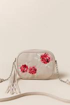 Francesca's Sala Embroidered Rose Crossbody - Taupe