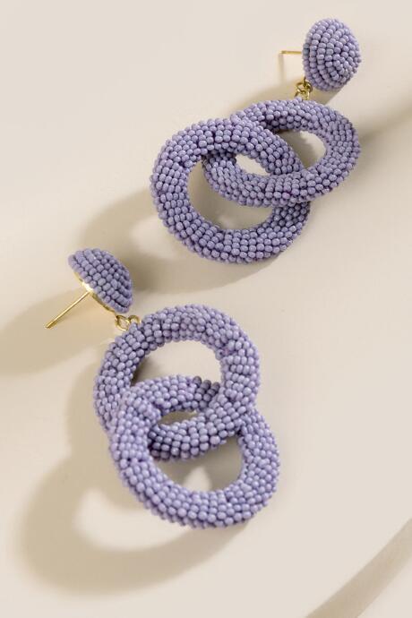 Francesca's Amber Interlocked Circle Drop Earrings - Lavender