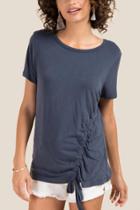Francesca Inchess Nicolina Ruched Front Knit Top - Navy