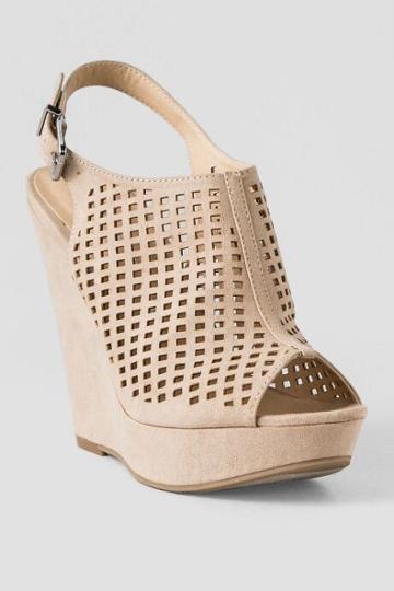 Chinese Laundry, Meet Up Laser Cut Buckle Wedge - Taupe